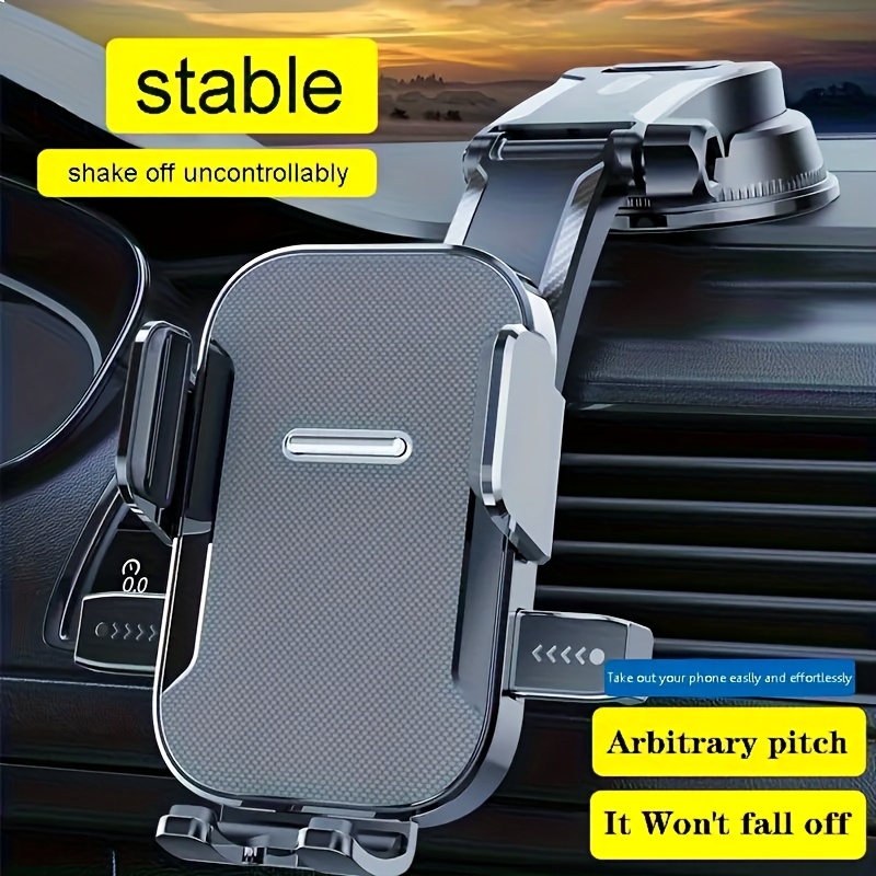 TEMU Support de Téléphone pour Voiture Amélioré - Bras Réglable avec Poignée Ergonomique, Ventouse Puissante et Design Elliptique, Compatible iPhone,