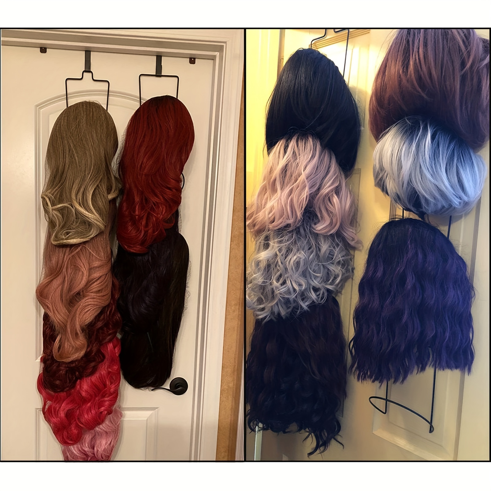 

5pcs Wig & Hat Rack - Sleek Black Hanging Storage Solution For Door, Wall, Closet, Bathroom - Hair Types