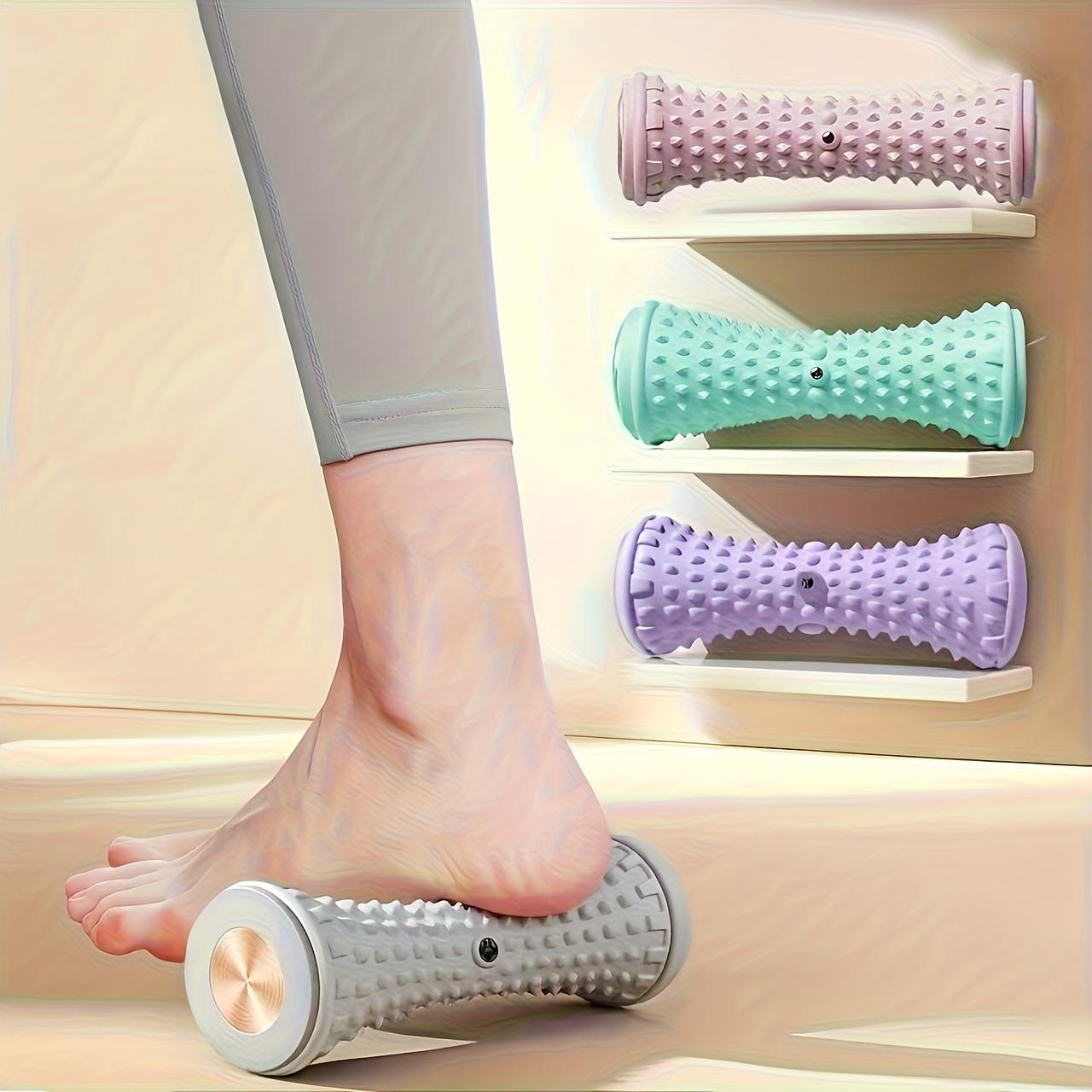 1pc   fascia roller   massage roller with deep tissue massage textured surface home use rolling trainer manual operation plastic material for       ideal for yoga and fitness enthusiasts home   yoga