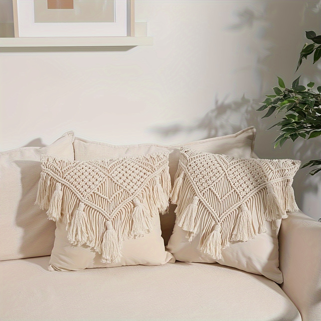 

1pc Boho Handwoven Tassel Throw Pillow Covers, Decorative Boho Style Pillowcases For Sofa, Vintage, Without Inserts
