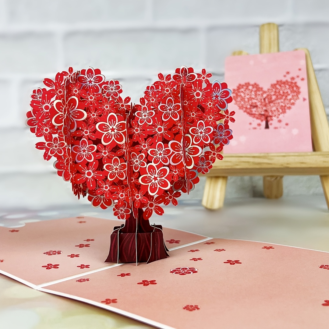 

1pc Pop-up 3d Greeting Card With Envelope Giving Tree Pattern Hot Silvery Shine Suitable For Valentine's Day/wedding/engagement/miss You/anniversary, Suitable For Her/girlfriend/wife/lover/friend