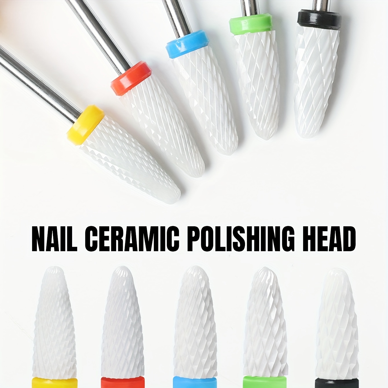 

5pcs Ceramic Nail Drill Bit Set, 3/32" Shank - Professional Corn Shape For Perfect Manicure & Pedicure, Ideal For Gel Removal & Polishing