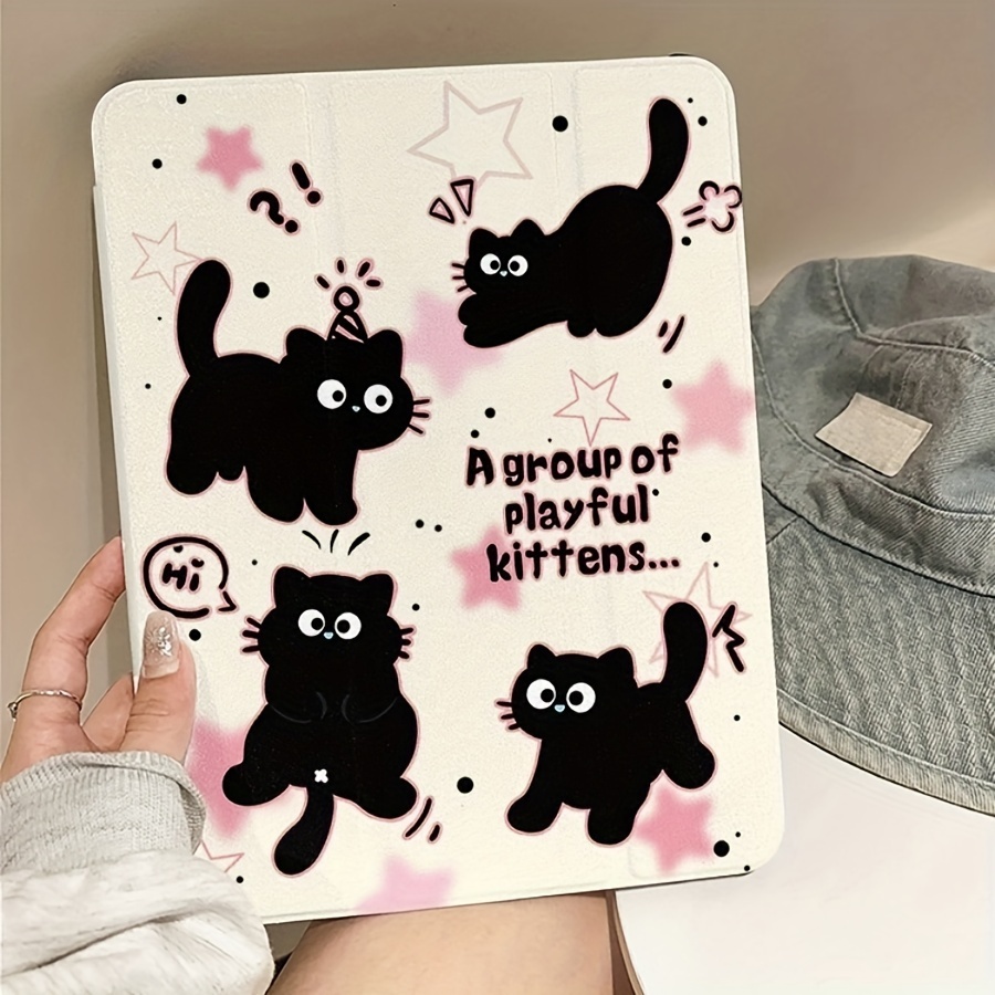 

1pcs Cartoon Black Star Cat Tablet Protective Case For /pro11/10th/10.9air4/5/6 2024