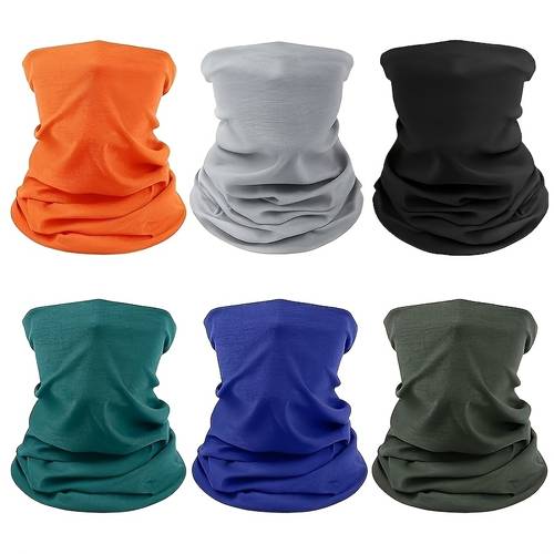6pcs solid color breathable elastic bandana neckband face masks balaclava headband face mask scarves outdoor sports accessories clothing accessories outdoor cycling face masks