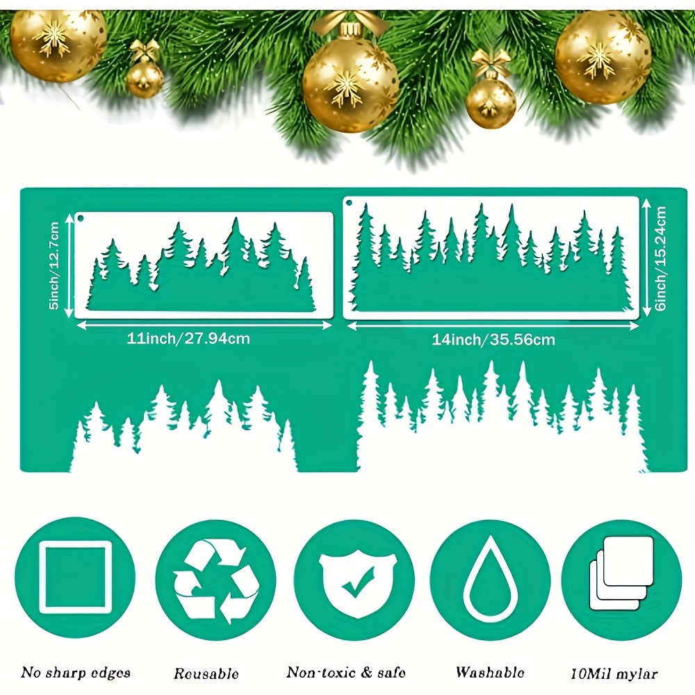 9 Pieces Christmas Pine Trees Stencils Reusable Winter Holiday Tree  Templates Christmas Woodland Stencils for Art Painting on Wood DIY  Handicraft Home