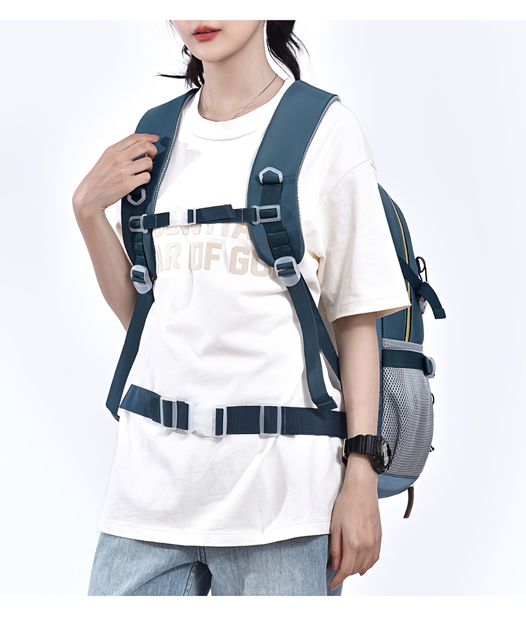 [Large Capacity Hiking Backpack] 10.57 Gallon Large Capacity Hiking Backpack with Shoe Compartment & Laptop Sleeve - Durable Multi-Compartment Travel Backpack with Padded Shoulder Straps, Padded Back Panel & High Quality Design - Blue/Grey/Tan for Camping, Business Travel, School - Ideal Gift for Outdoor Adventurers (36-40L)