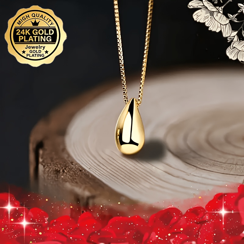 TEMU Collar de mujer con de agua chapado en oro 24K, cadena estilo , para uso diario y fiestas, opción de regalo ideal, regalo de Navidad y San