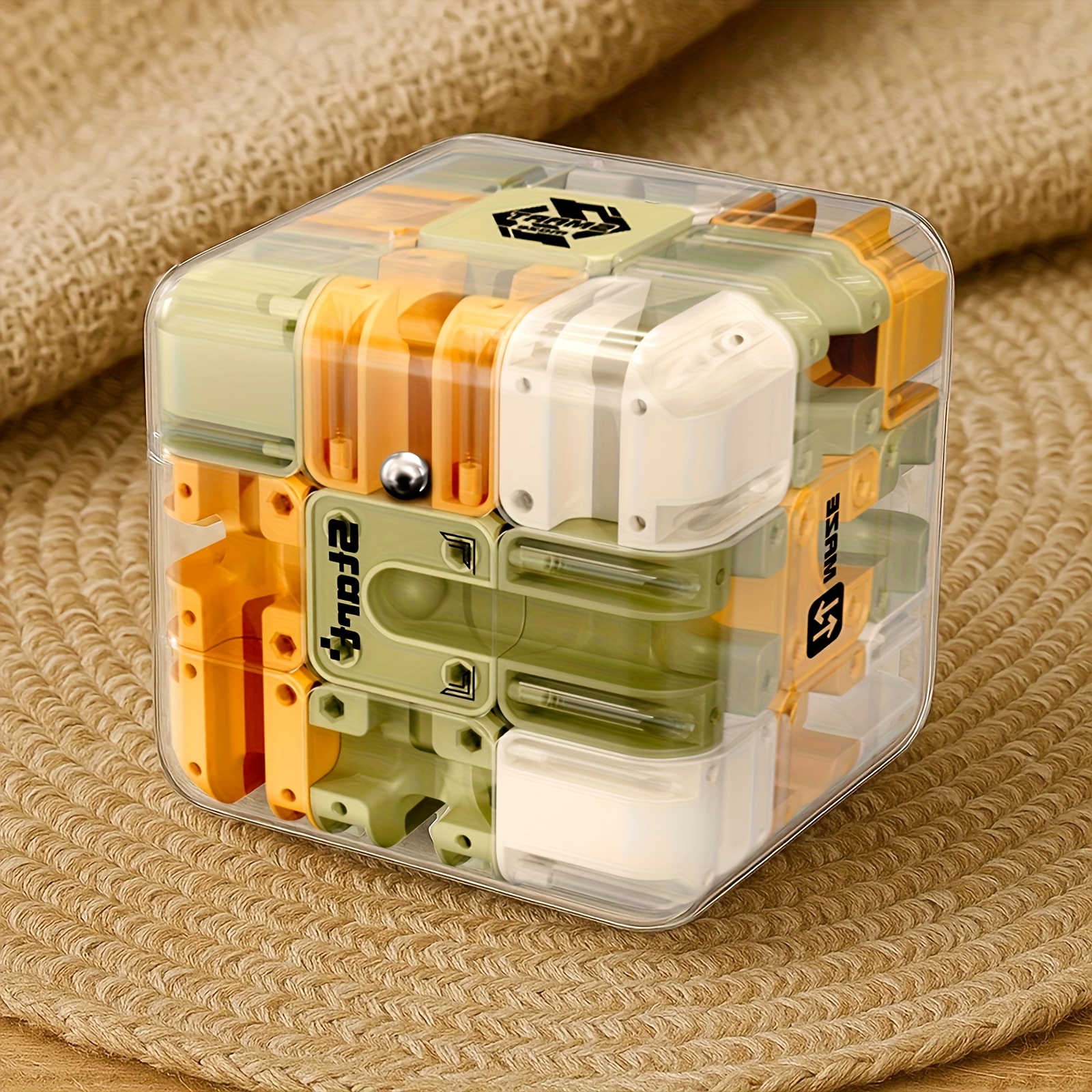 TEMU Cube de 3D - Jouet cube à roulements à billes du troisième ordre - Cadeau de fête d'anniversaire - d'emboîtement coloré - Cadeau de Pâques -