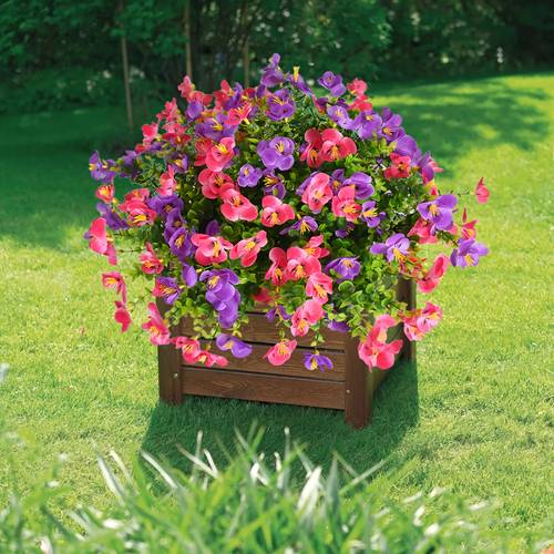 artificial flowers pansies for outdoor 12 bundles plants plastic bouquet flower pansy uv resistant spring summer decoration for yard 12 yellow white
