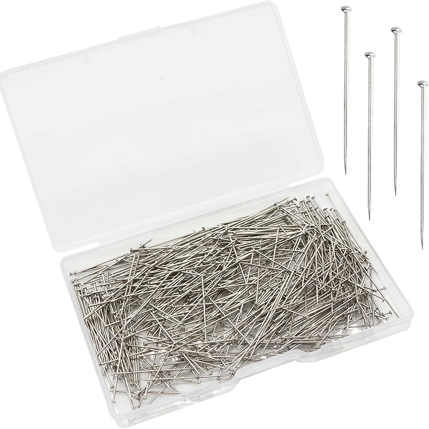 TEMU 600 épingles droites, 0,6*26mm épingles à tête pour couturière, épingles fines satinées pour loisirs créatifs, épingles à coudre pour tissu,