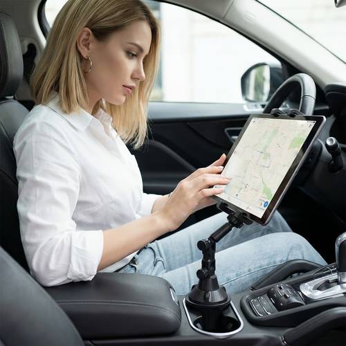 tablet and smartphone car cup holder mount a versatile 3 in 1 phone holder with an adjustable sturdy base accommodates devices from 4 7 to 14 inches suitable for ipad mini iphone and all mobile phones made of abs material rotatable