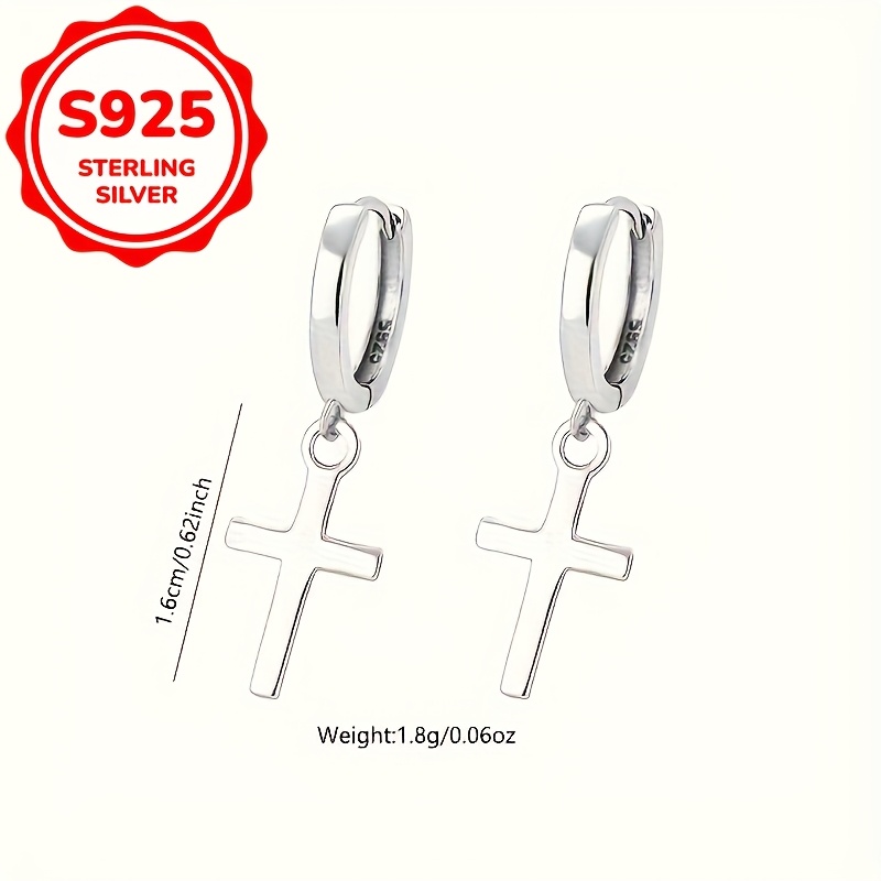 Women's Classic Cross Pendant Earrings 925 Sterling Silver Packaging