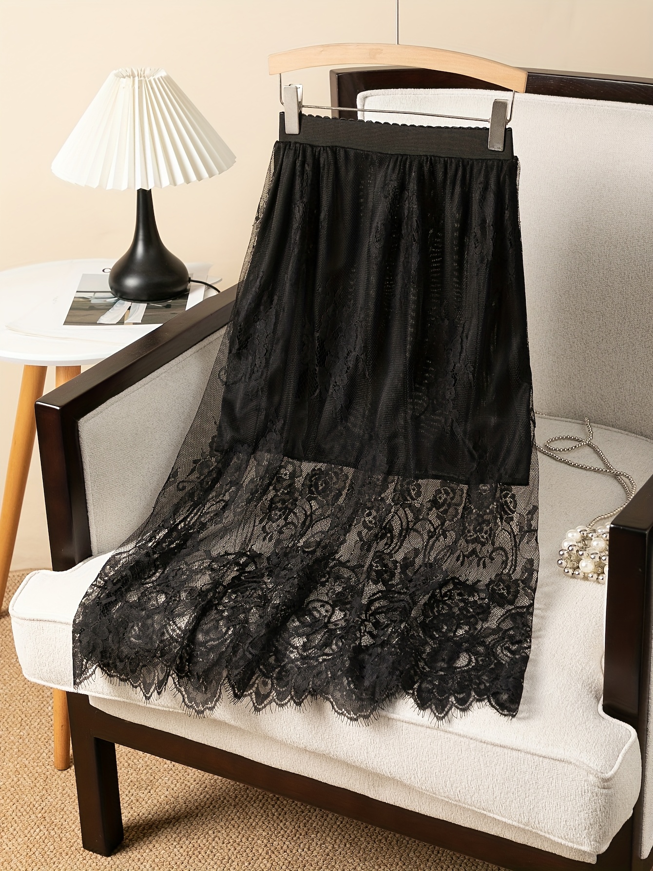 THEREDTHREAD / ザレッドスレッド】S lace trim suit skirt S lace