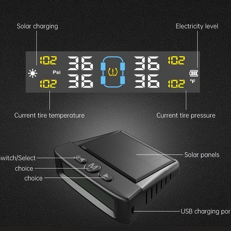 Wireless Solar TPMS Monitor with External Sensors product detail image 2