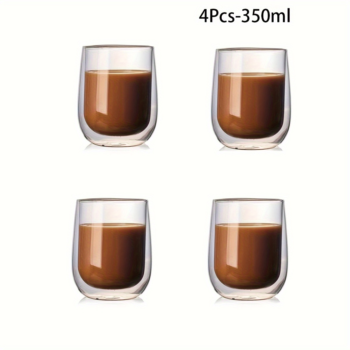 E-shop 2-4er Set - 250ml-350ml - Doppelwandige Glasbecher - Sommer Doppelwandige Eisbecher - Amerikanische Kaffeetassen - Bier - Heiße Getränke -