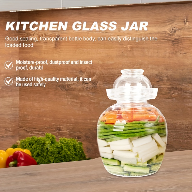 

Glass Fermentation Jar: 2500ml/84.53oz, 6cm/2.36inch, 24cm/9.45inch, 16.8cm/6.61inch - Making Kimchi, Pickles, And More - And Moisture-proof