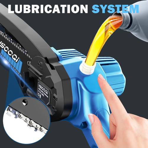 6 inch cordless mini chainsaw with 4 0ah rechargeable battery automatic chain tensioning oiling for effortless tree branch trimming in garden courtyard and household maintenance pruning saw