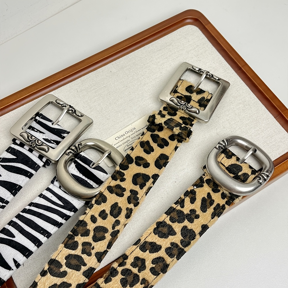 Women's Leopard Print Adjustable Belt with Metallic Buckle