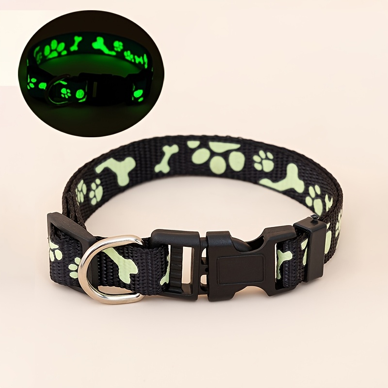 1pc Pet Footprint And Bone Pattern Collar Vision Suitable For Cats And Dogs Indoor Outdoor Universal