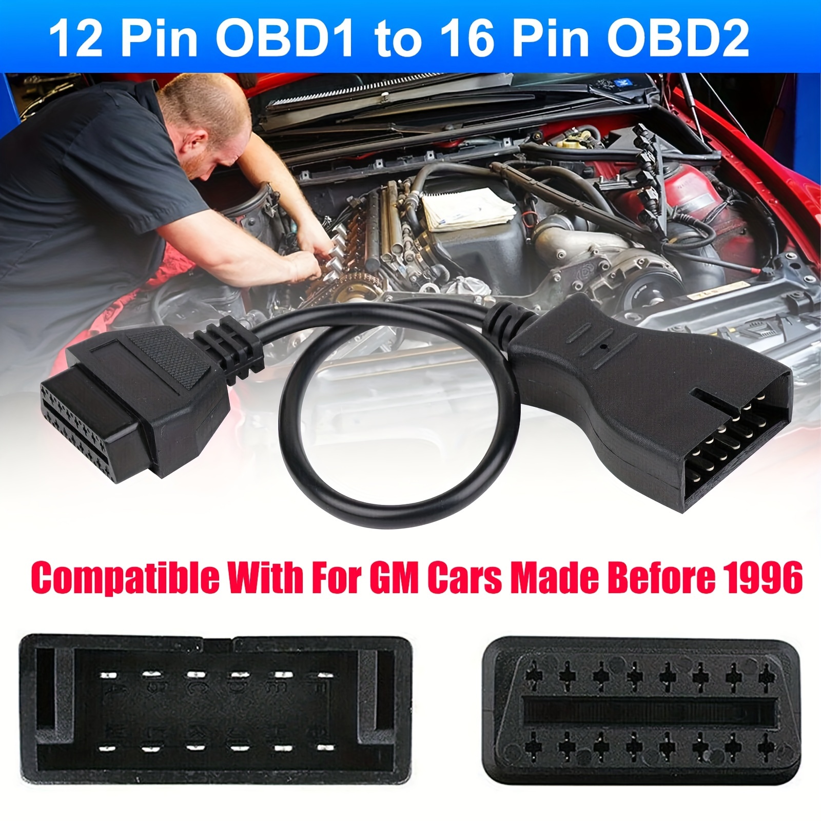 

Obd Convertor Adapter Cable, Gm 12 Pin Obd1 Male Connector To 16 Pin Female Connector, For Car Diagnostic Scanner