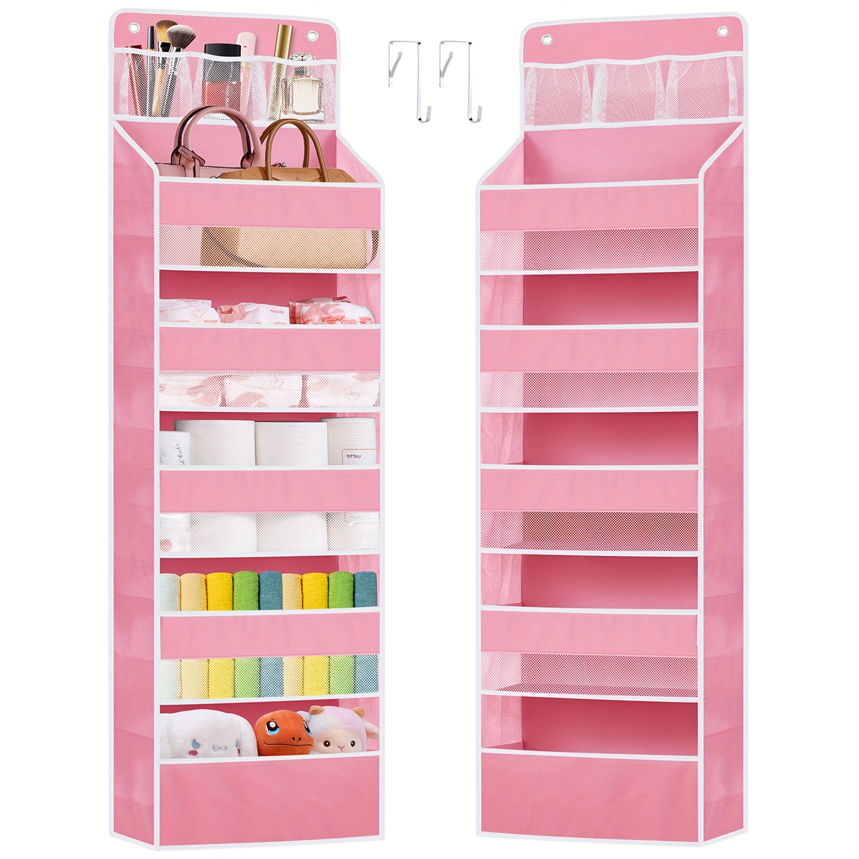 

Over The Door Storage Organizer, Heavy Duty Behind Door Storage Organizer With 5 Large Pockets Foldable Pantry Closet Door Hanging Organizer For Bedroom Dorm Room Nursery Kids Toys Organizer