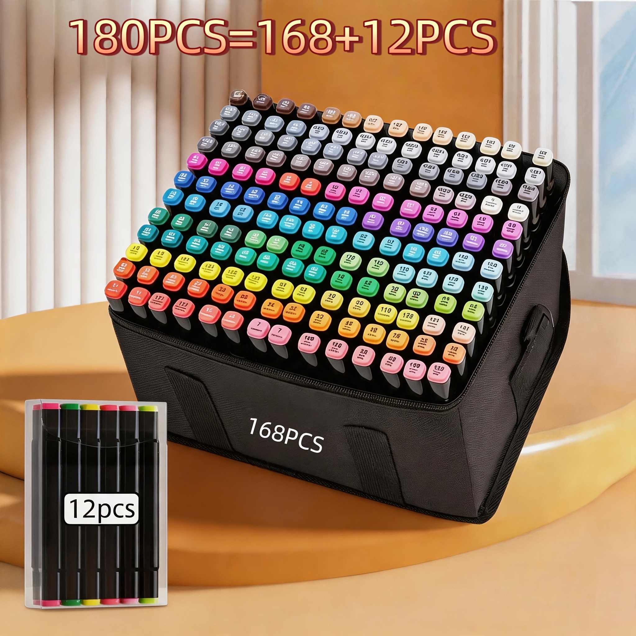 40+5/168+12/262+12pcs Dual Tip Artist Alcohol Markers Set With Carrying Case, For Drawing, Sketching, Card Making And Illustration - Perfect For Adults, Best Gifts.professional Artistic Use