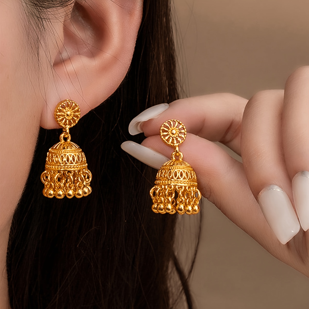 TEMU Bell-shaped Bridal Women's Earrings, Daily Jewelry Earrings, Suitable For High-end Evening Gowns, High-end Dinner Parties, Weddings