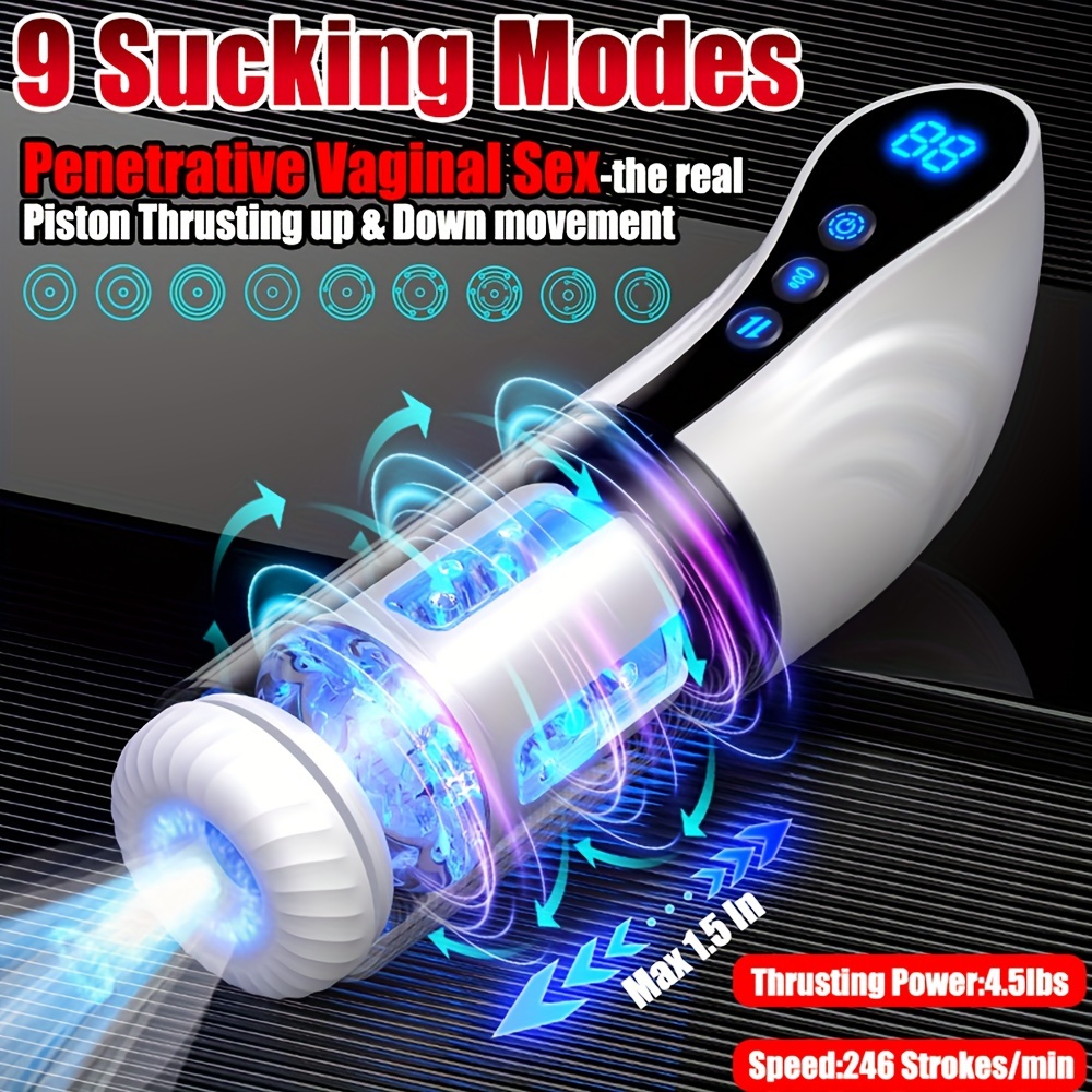 1pc Automatic Sucking Male Masturbator, 3 In 1 Male Stroker With 10 Vibration & 4 Suction & One-Click Climax, Adult Sex Toy With 360°-Wraparound-Airbags, Blowjob Toy Mens Adult Male Sex Toys For Men - Image 2