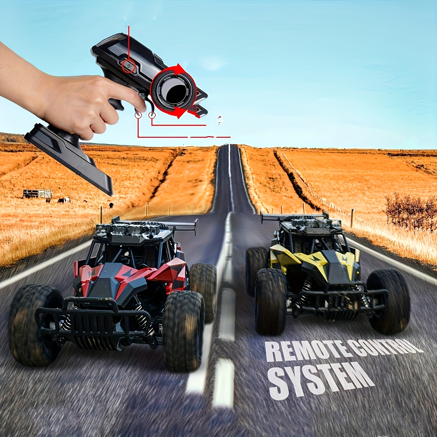 RC All-terrain Car All-terrain Monster Truck With 2 Rechargeable Batteries And Colored Lights, With LED Headlights, 30 Km/h High Speed Car Toys, Suitable For Boys Birthday Presents, Christmas