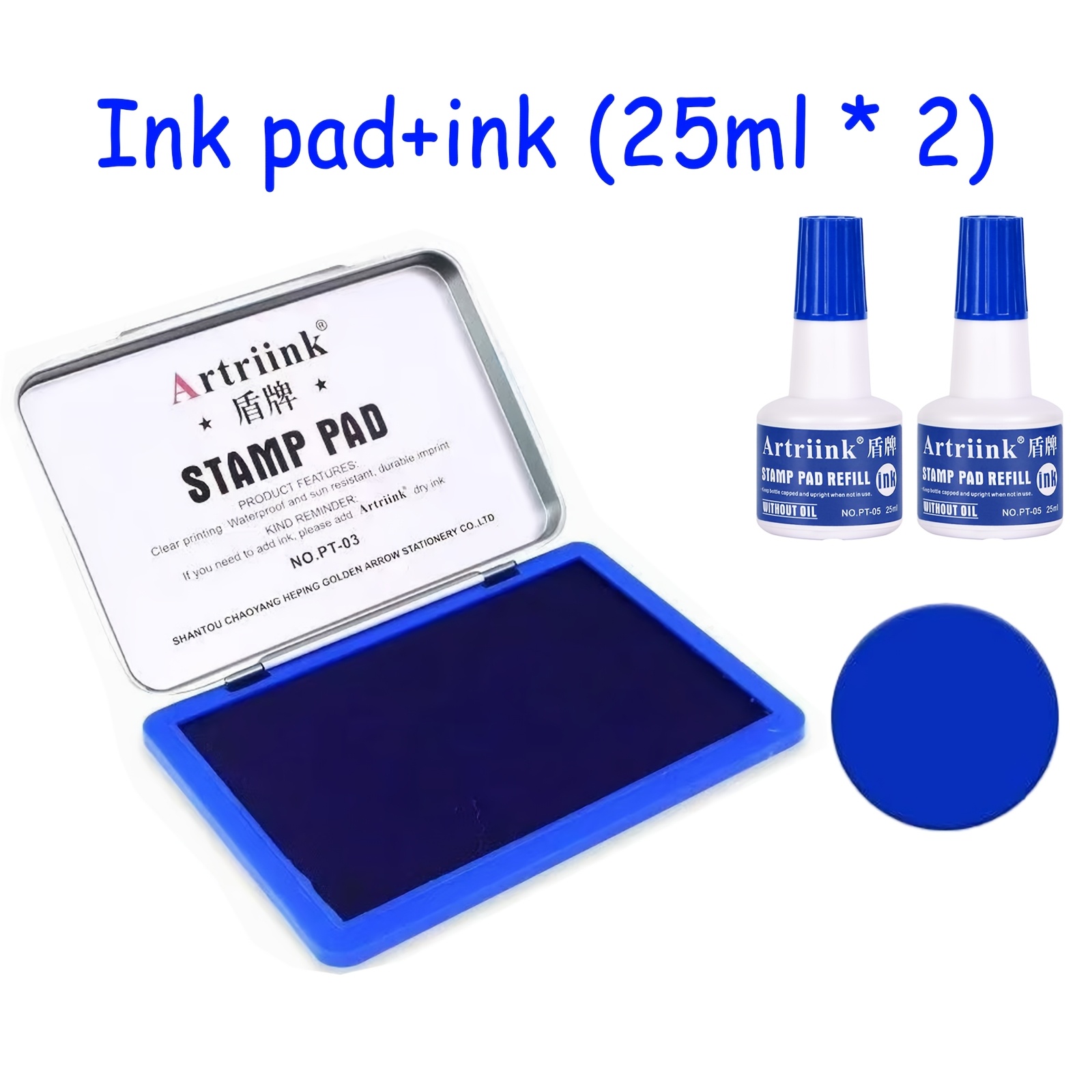 3pcs Set Iron Lid Ink Pad with 2 x 25ml Ink