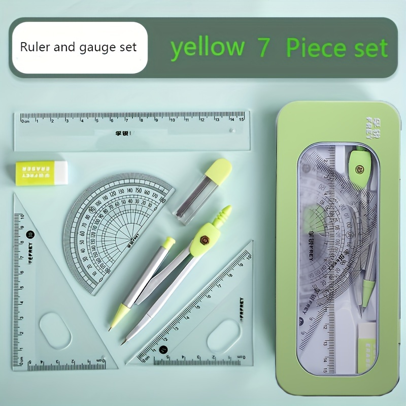 TEMU Kit de Medición y Dibujo de Precisión 7-en-1 - Herramientas Duraderas y Portátiles para Estudiantes y Profesionales: retailer-supplied image