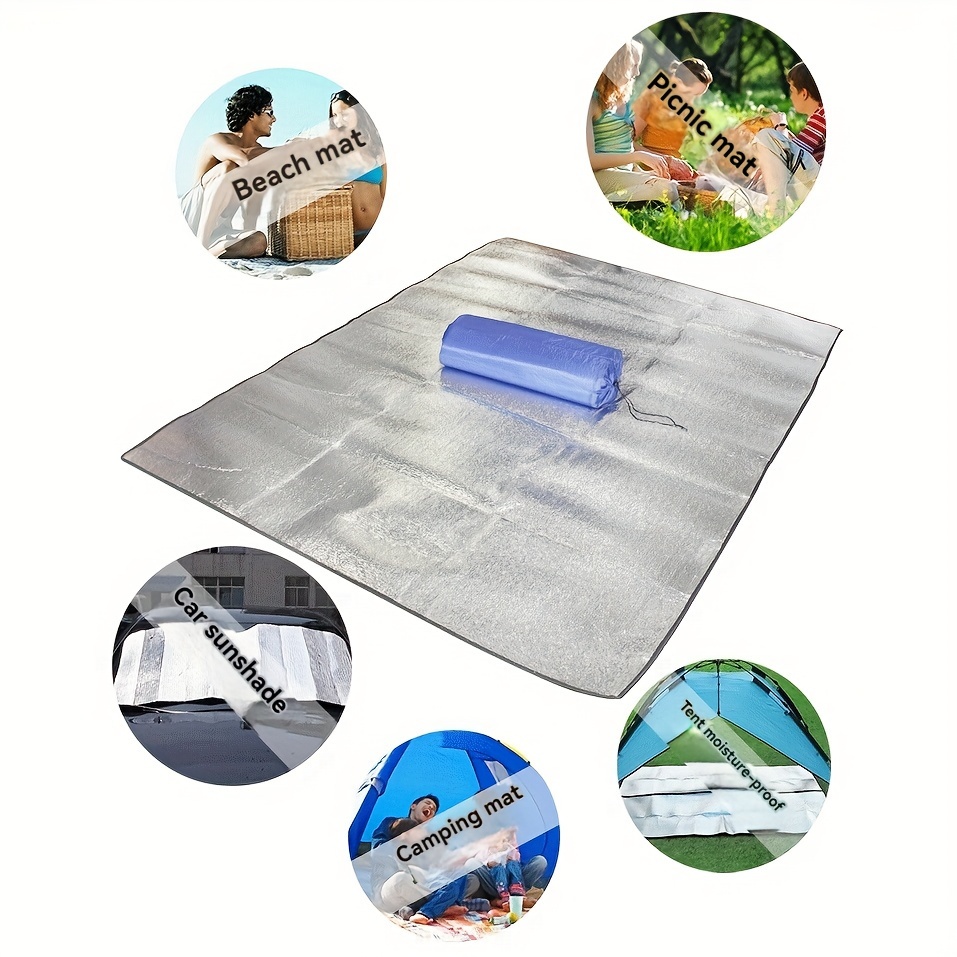 

1pc Double-sided Aluminum Film Mat, Solid Color, , Eva Foam, Completely Waterproof, Ultra-lightweight, Moisture-proof, Multi-use For Camping, Picnic, Beach, Car Sunshade