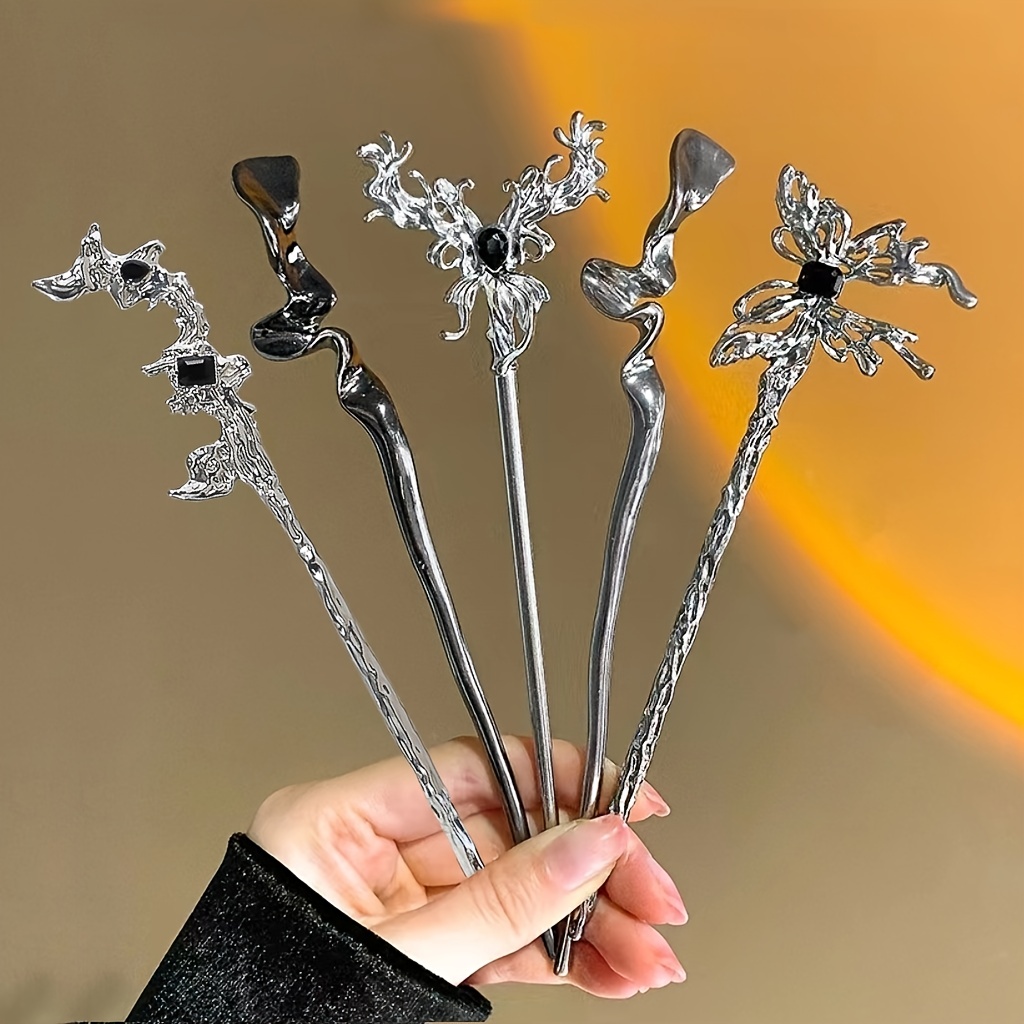 E-shop 5 Stück Gothic Style Metall Haarnadeln für Damen, ein modisches und klassisches Haaraccessoire, zum Stylen von Haaren mit Nadeln, geeignet für
