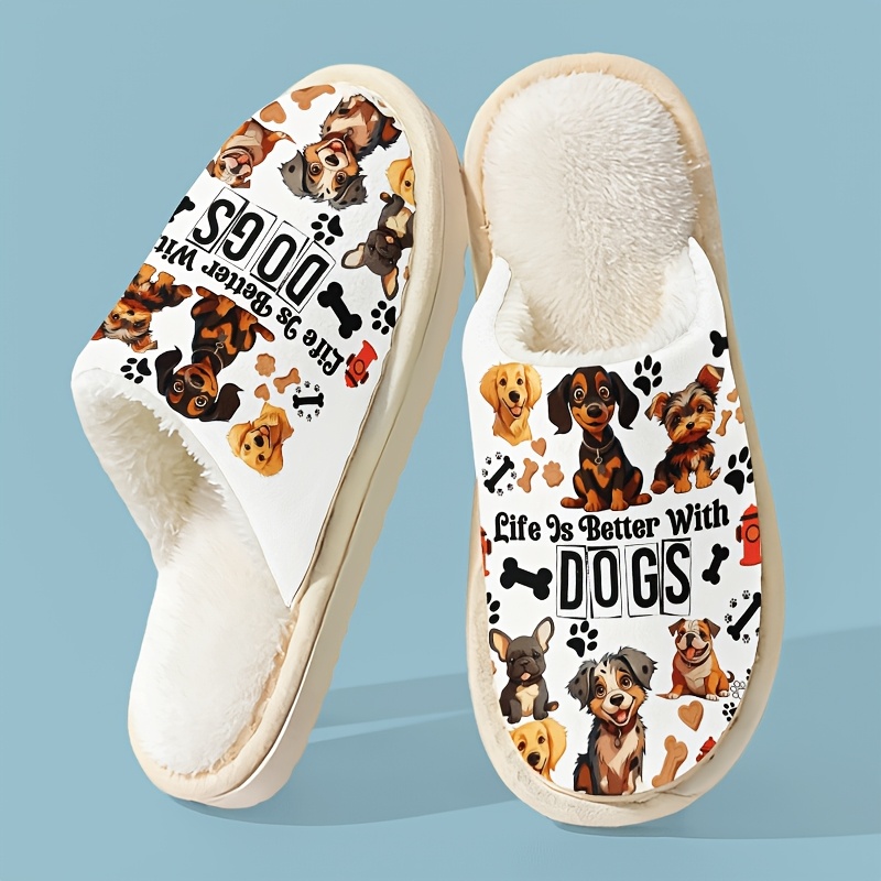 TEMU New Winter Indoor Slippers Pattern Print, Thickened And Warm, Cute Cartoon Men's Casual Comfortable And Stylish House Shoes
