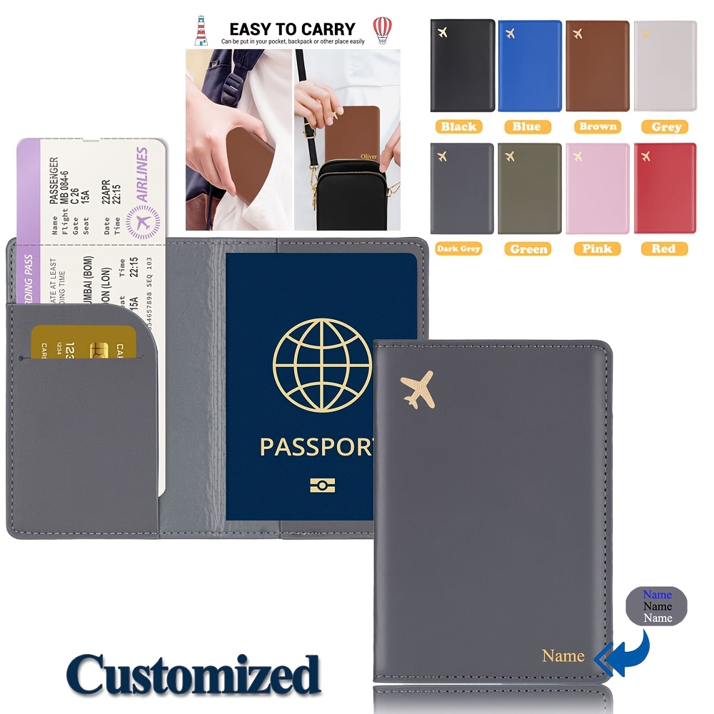 

Customized Name Passport Holder, Water-resistant Rfid Blocking , Lightweight Minimalist Passport Case With Card Slots And Ticket Holder, Unlined, For Men And Women - Vacation Accessory