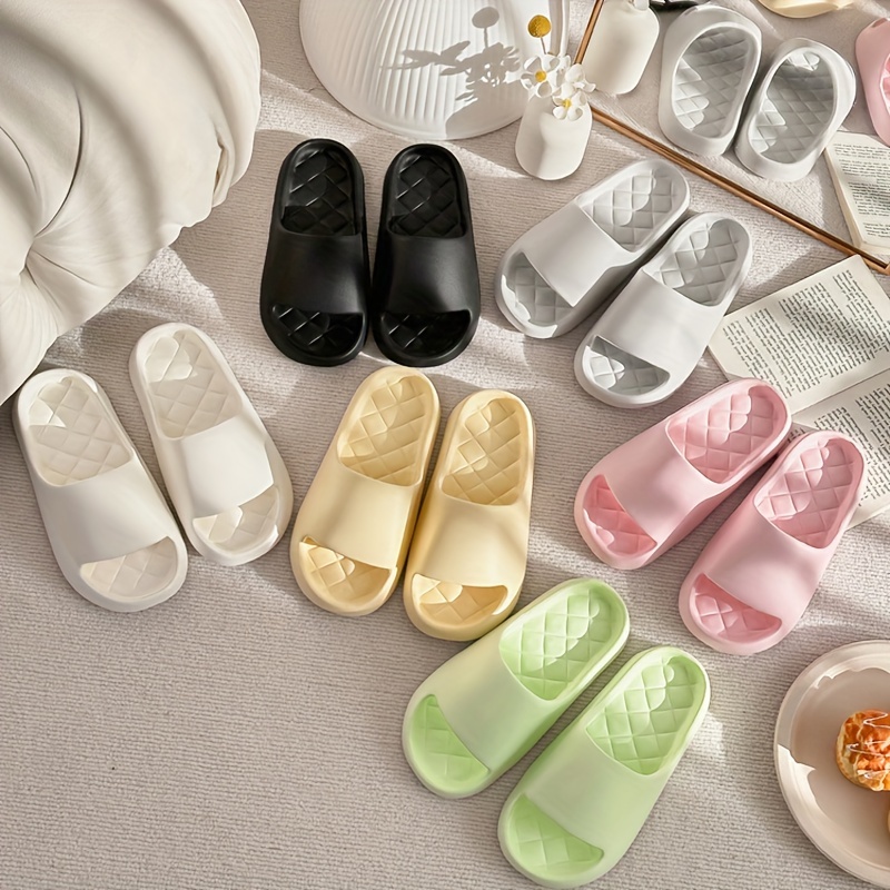 

Unisex Open Toe Breathable Cozy Slides, Comfortable Soft Slippers, Comfy Non-slip Home Shoes For Indoor Bedroom