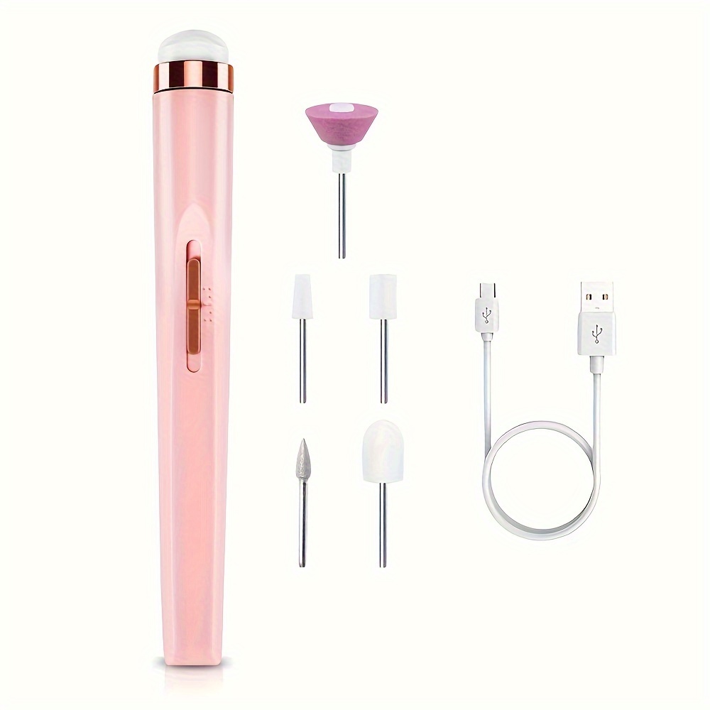 portable nail file electric nail drill with 5 attachment drill bits usb charge with led light adjustable   for manicure and nail kit care tool details 8