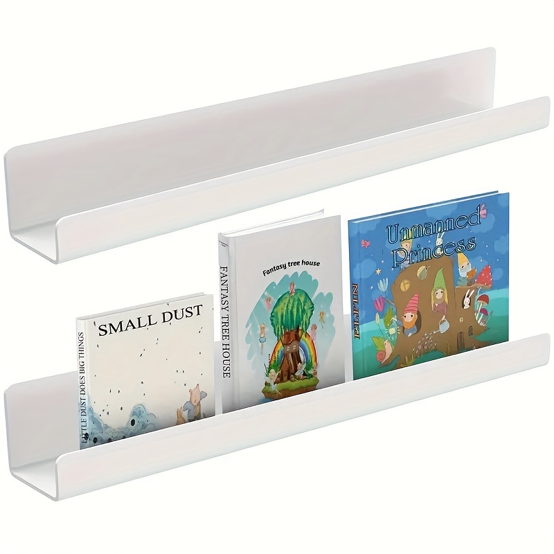 

2pcs Acrylic Magnetic Bookshelf - Reusable, Floating Storage Rack For Fridge & Wall - Kitchen, Office, Classroom Decor