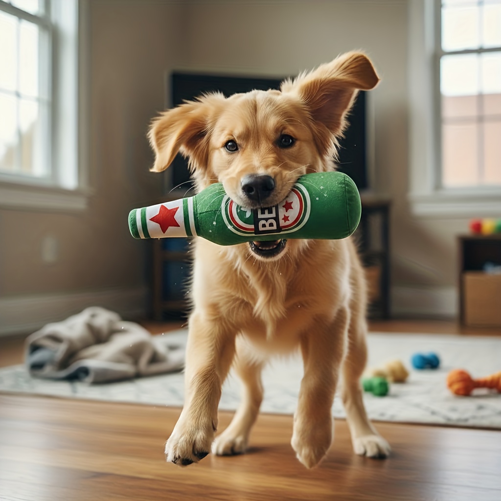 Wine Bottle Shaped Squeaky Dog Toy for Small Dogs