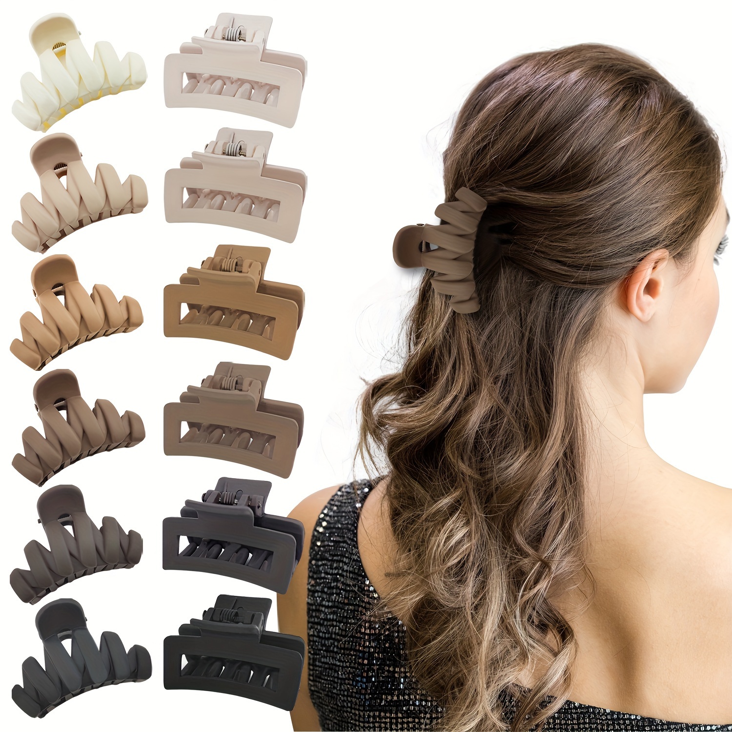 

6/12pcs Matte Hair Clips For Women - Neutral Colors Square And M Clips Small Claw Clips For Thin/medium Fine Hair - Nonslip Jaw Clips (6 Colors Style)