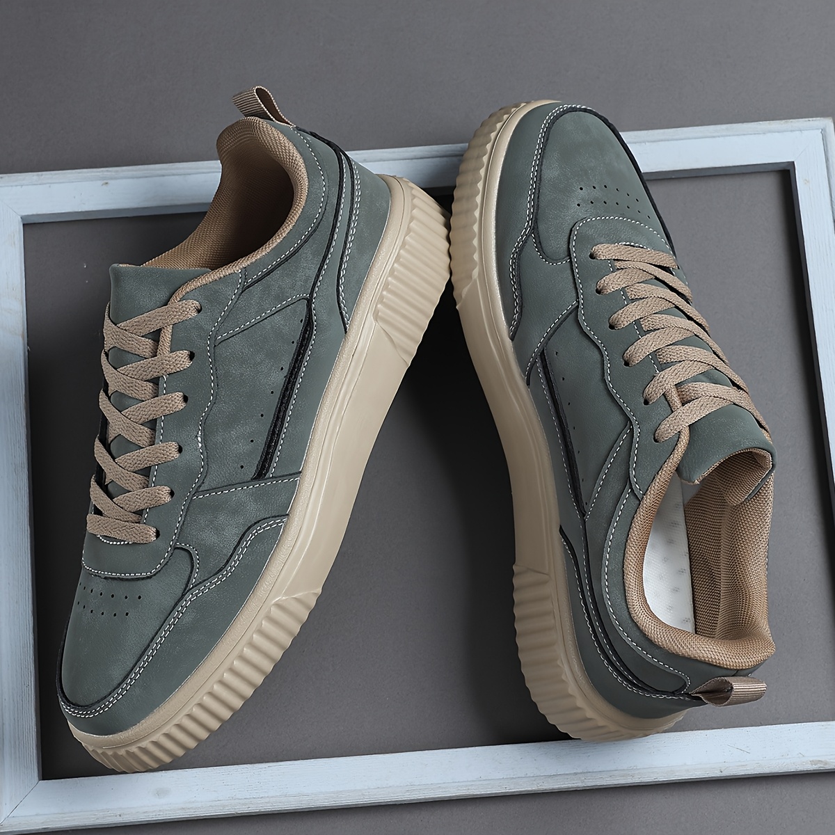 TEMU Men's Casual Athletic Shoes, Low-top Casual Lace-up Athletic Sneakers, Fashionable Comfortable Breathable Footwear
