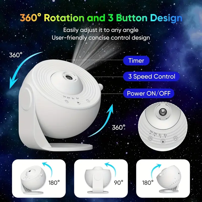 starry projector led light show with filmstrip film 360 rotation 3 button control usb powered home party use for bedroom game room ceiling decor details 5