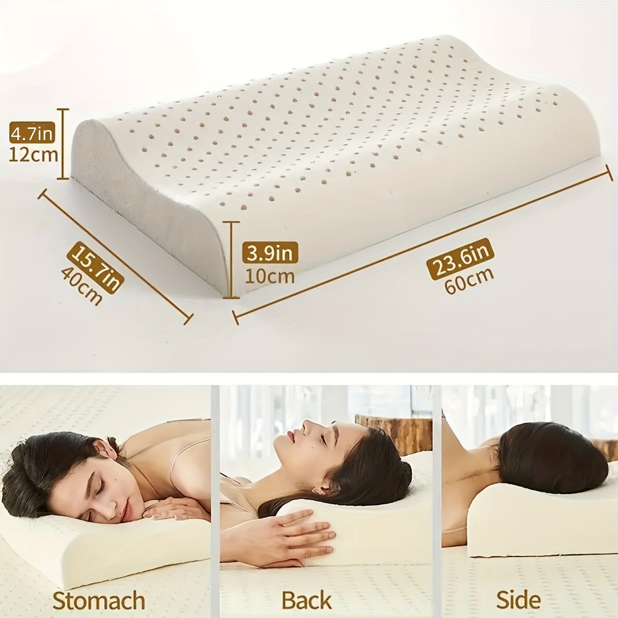 Supportive Dunlop Latex Low Bed Pillow for Stomach Side and Back