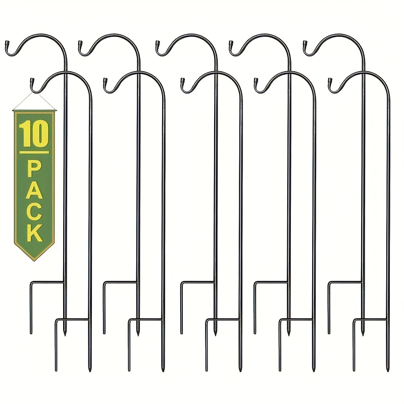 TEMU 10pcs Heavy-duty Adjustable Hooks - 100cm/39" Metal Garden Stake Hangers With Curved , Ground Spike Anchors For Bird Feeders, Lanterns, Solar,