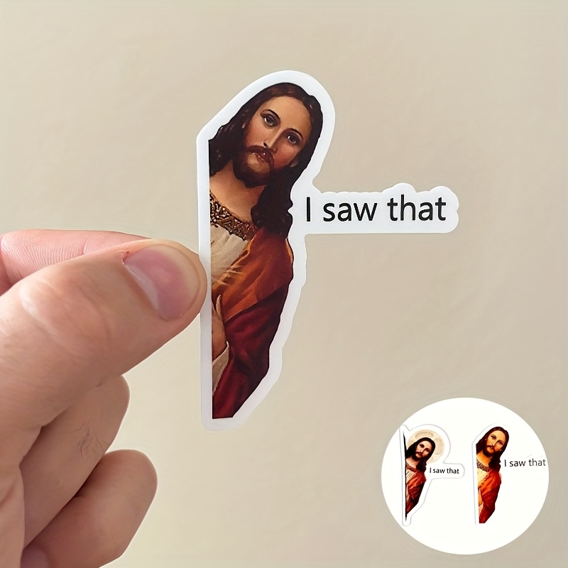 2pcs     funny stickers inspirational jesus design with humorous quote   laptops water s more great gift idea water decal humorous quote sticker durable   sticker inspirational stickers