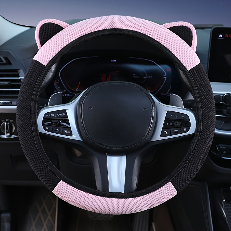 E-shop Ein Auto Lenkradbezug aus Material mit einem Ohr-Design, schweißabsorbierend und atmungsaktiv für den Sommer, rutschfest und langlebig, geeignet