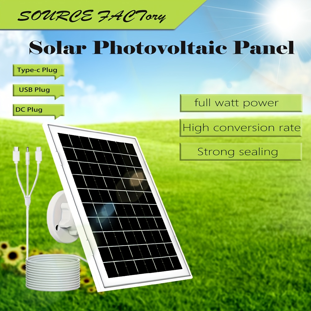 

8w Panel A High Conversion Rate Solar Panel. Suitable For A Of Security Cameras, Suitable For Micro Usb/type-c//interface. Monocrystalline Silicon Material Lighting, Continuous Power Supply