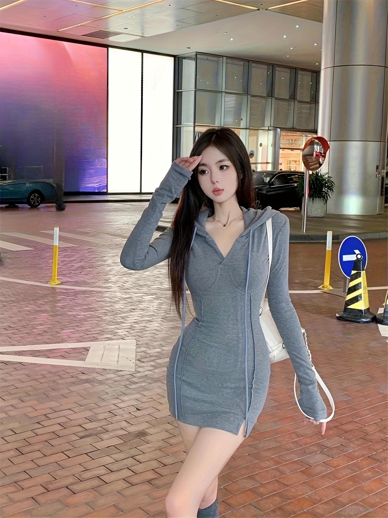 v neck bodycon mini dress Embellished V-neck A-Line Mini Dress in Silver - 2 main image 0