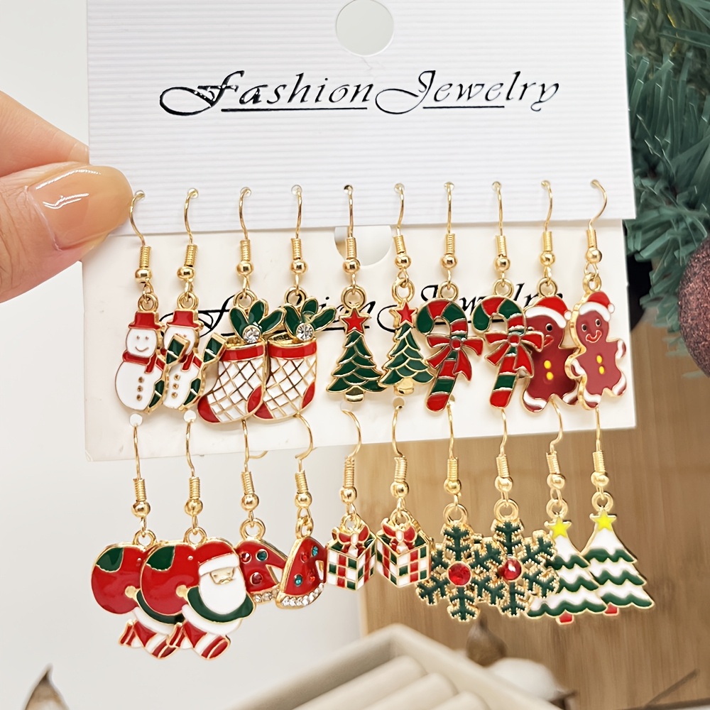 TEMU Set di 20 Orecchini Natalizi per Donne - Design Carini di , , Albero & Pan di Zenzero - Regalo per le Feste