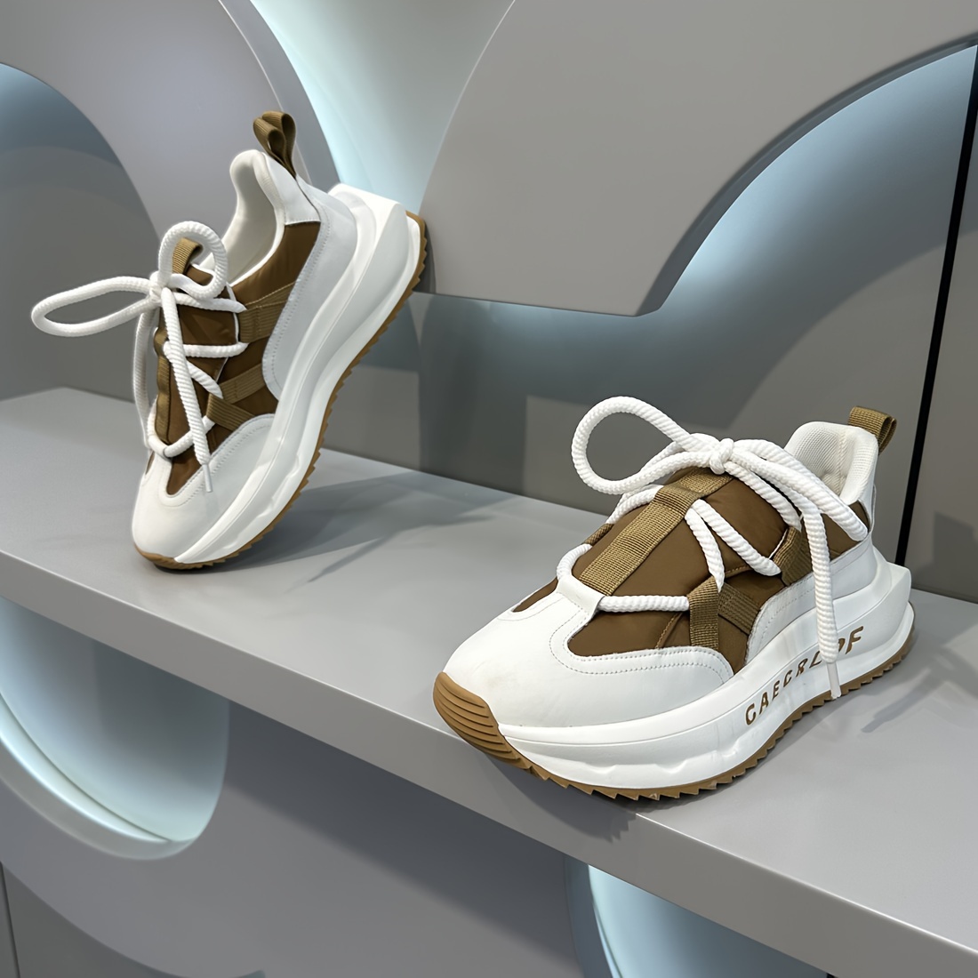 Zapatillas de plataforma con cordones y bloques de color para hombres  Zapatos casuales para caminar Cómodos y transpirables